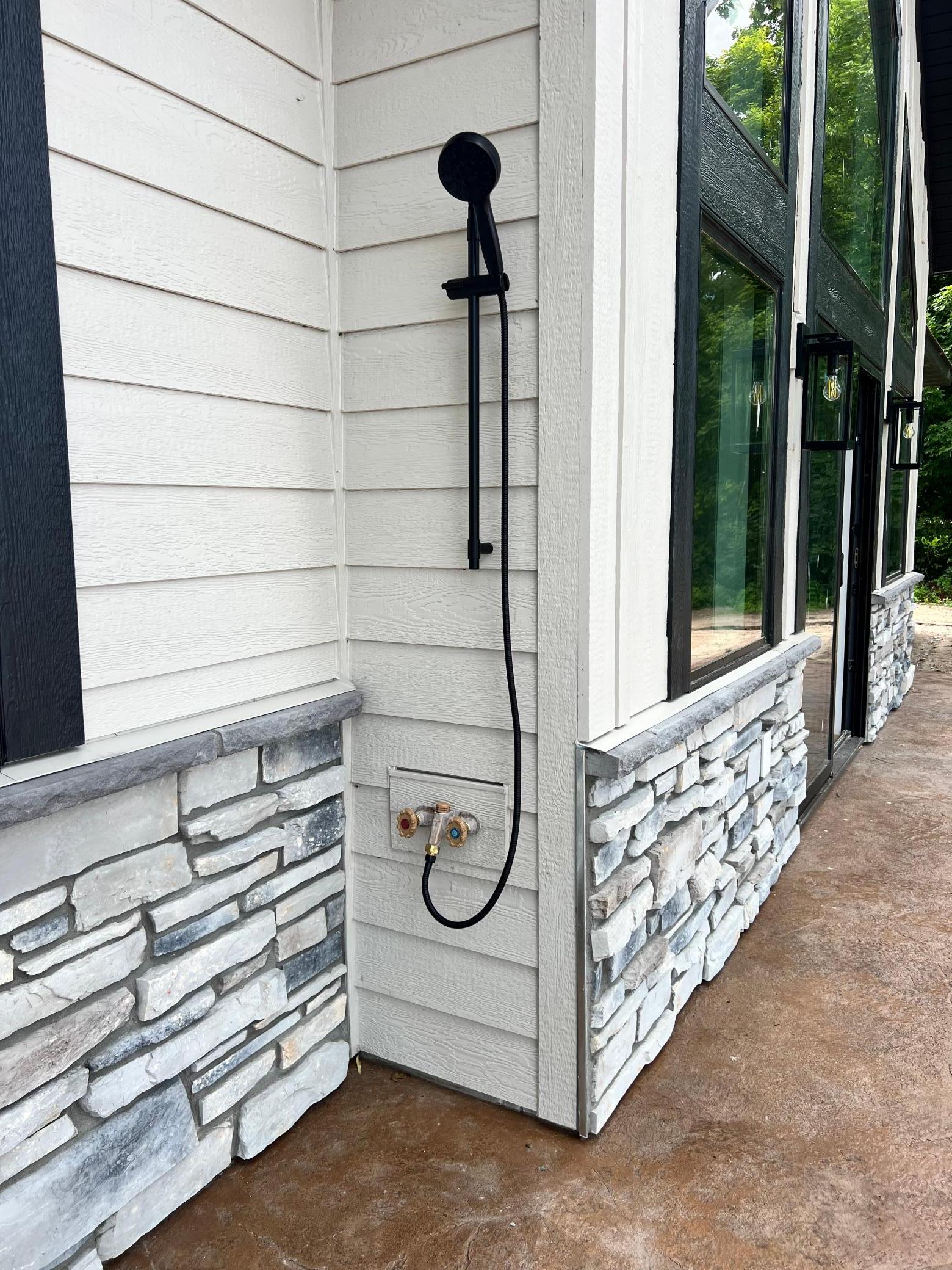 Outdoor shower on the patio!