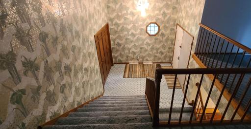 Looking back down at the entry from the upper level
