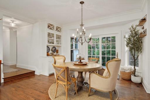 You will love the additional storage and display space provided by the custom built in hutch located in the informal dining space.
