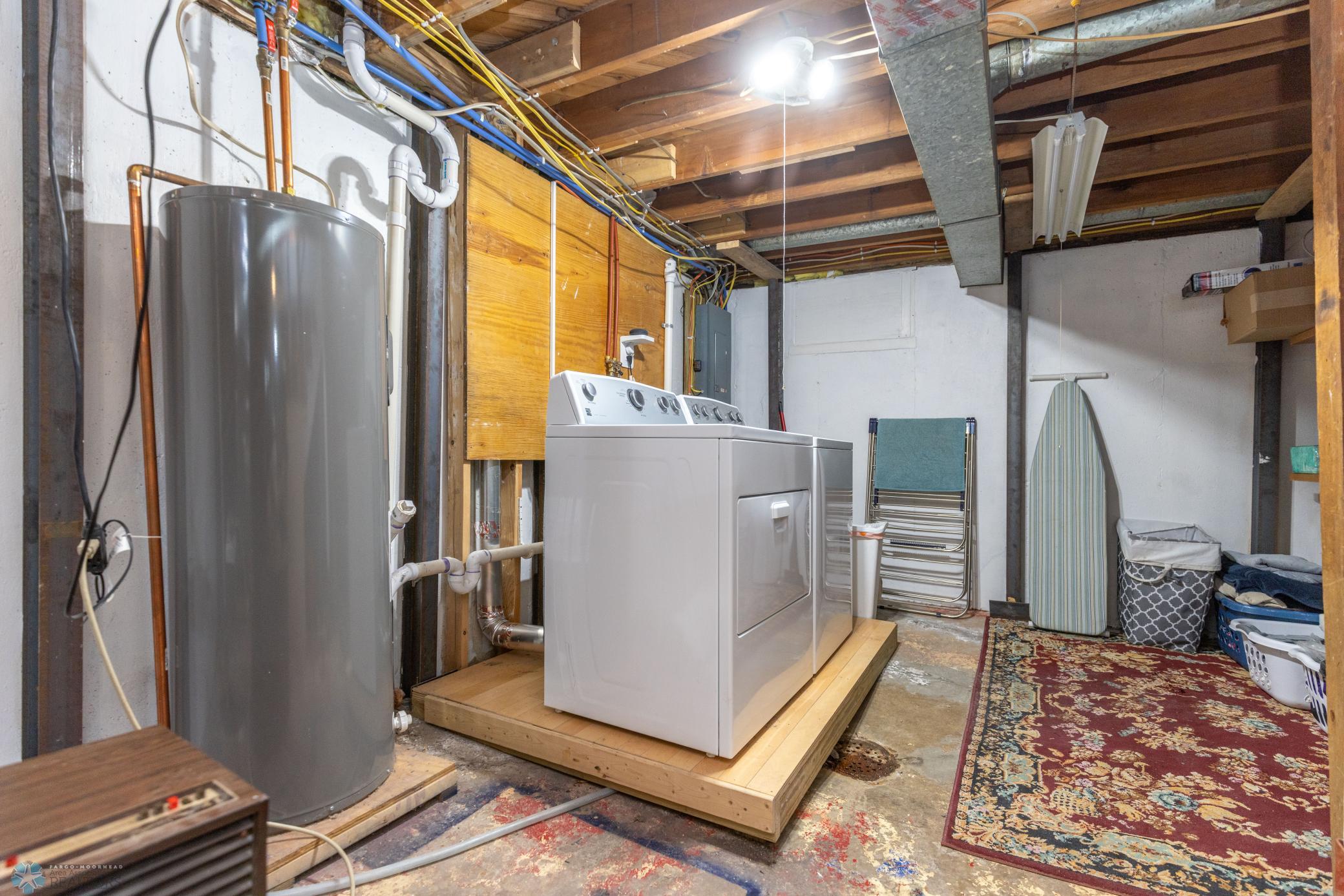 Laundry area in basement