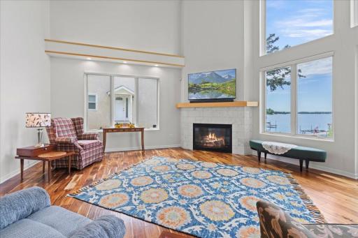 Amazing living room/greatroom with gas fireplace and more views!