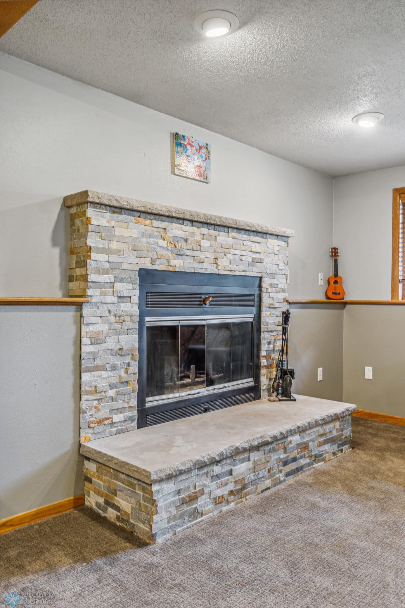 Stack Stone Wood Burning Fireplace