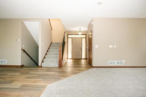 Spacious entry and foyer with new flooring
