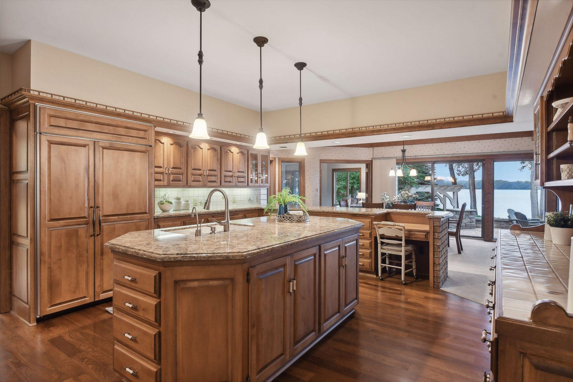 Enjoy the lake views from the kitchen.