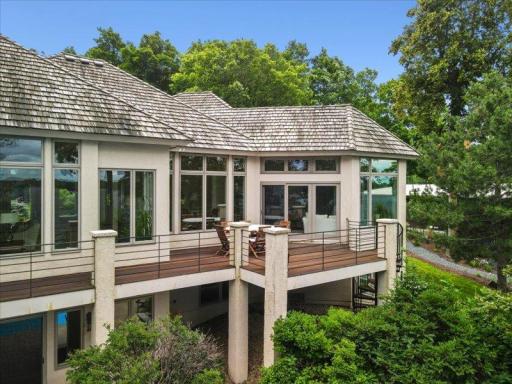 Large deck encompassing the length of the home, made from brazilian walnut.