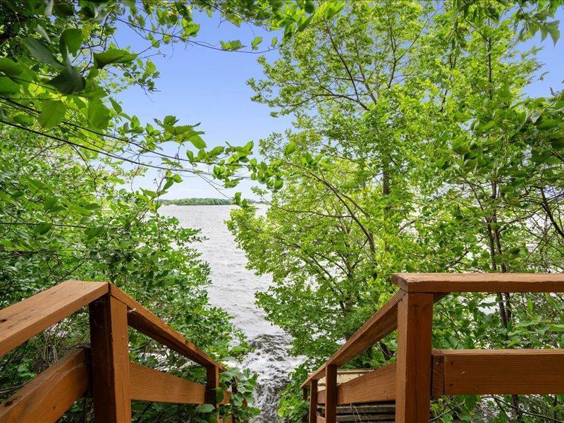 Stairs down to the boat house and dock.
