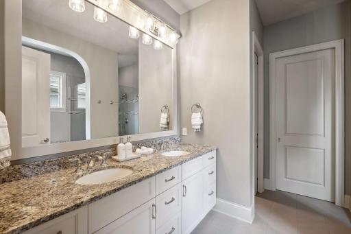 Dual sink vanity completes the primary full bath