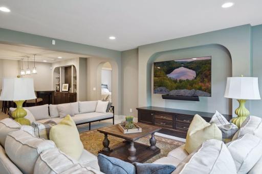 Comfortable area in the family room large enough for a crowd
