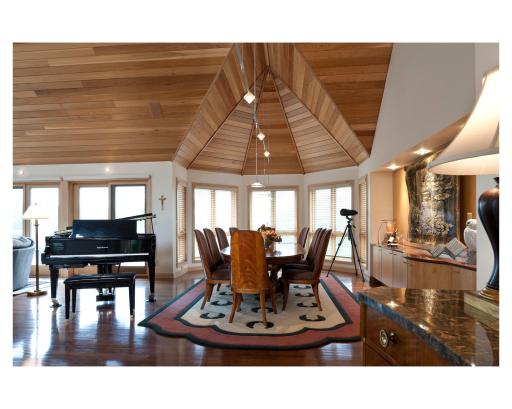 Extensive tongue and groove wood ceilings with vaulted architectural features