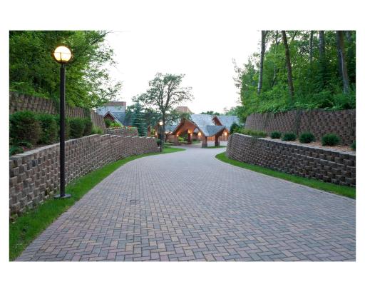 Extensive beautifully crafted hardscape leading down to the Mary Hill Lodge