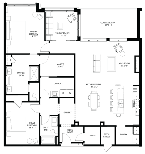 Floor Plan of 1 Hill Farm Road #205, North Oaks, MN