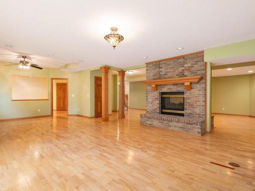 Double-sided gas fireplace is shared with Family Room.