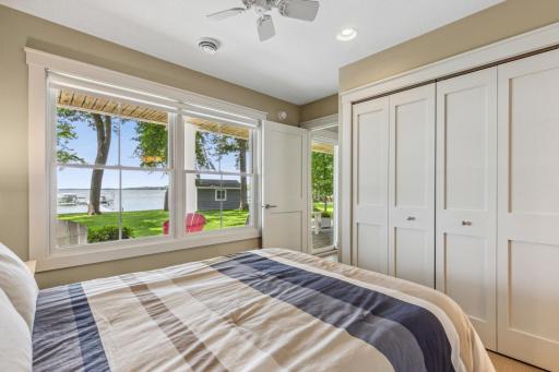 Lower level bedroom with views of the lake