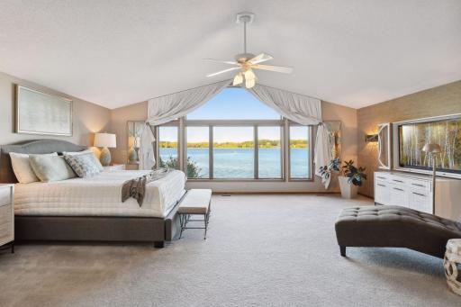 Large master suite with incredible lake views