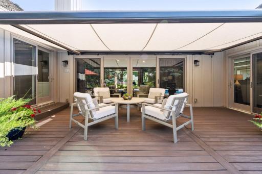 Motorized retractable awning for those times you want to enjoy the great outdoors with a little sun protection