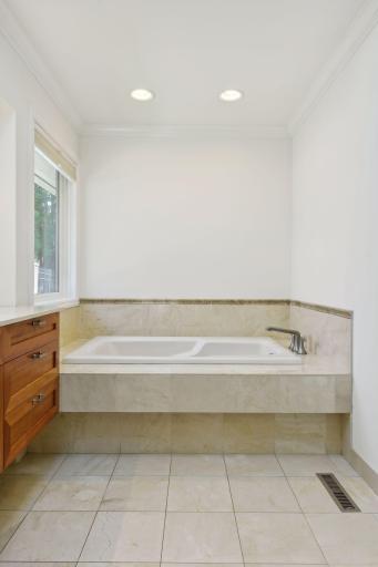 Primary bath includes a seperate soaking tub and walk-in shower