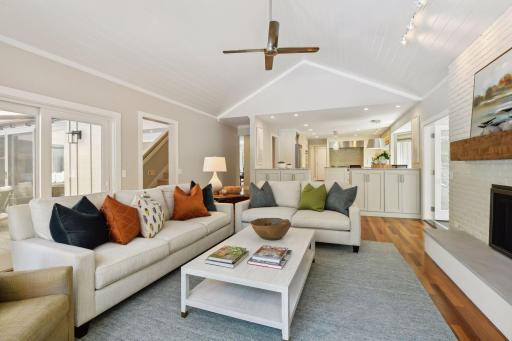 Kitchen and family room have just the right mix of openness and separation
