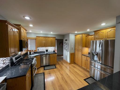 New LG refrigerator w/ thin french door within a door, can be wifi connected. Fresh fruit drawer.