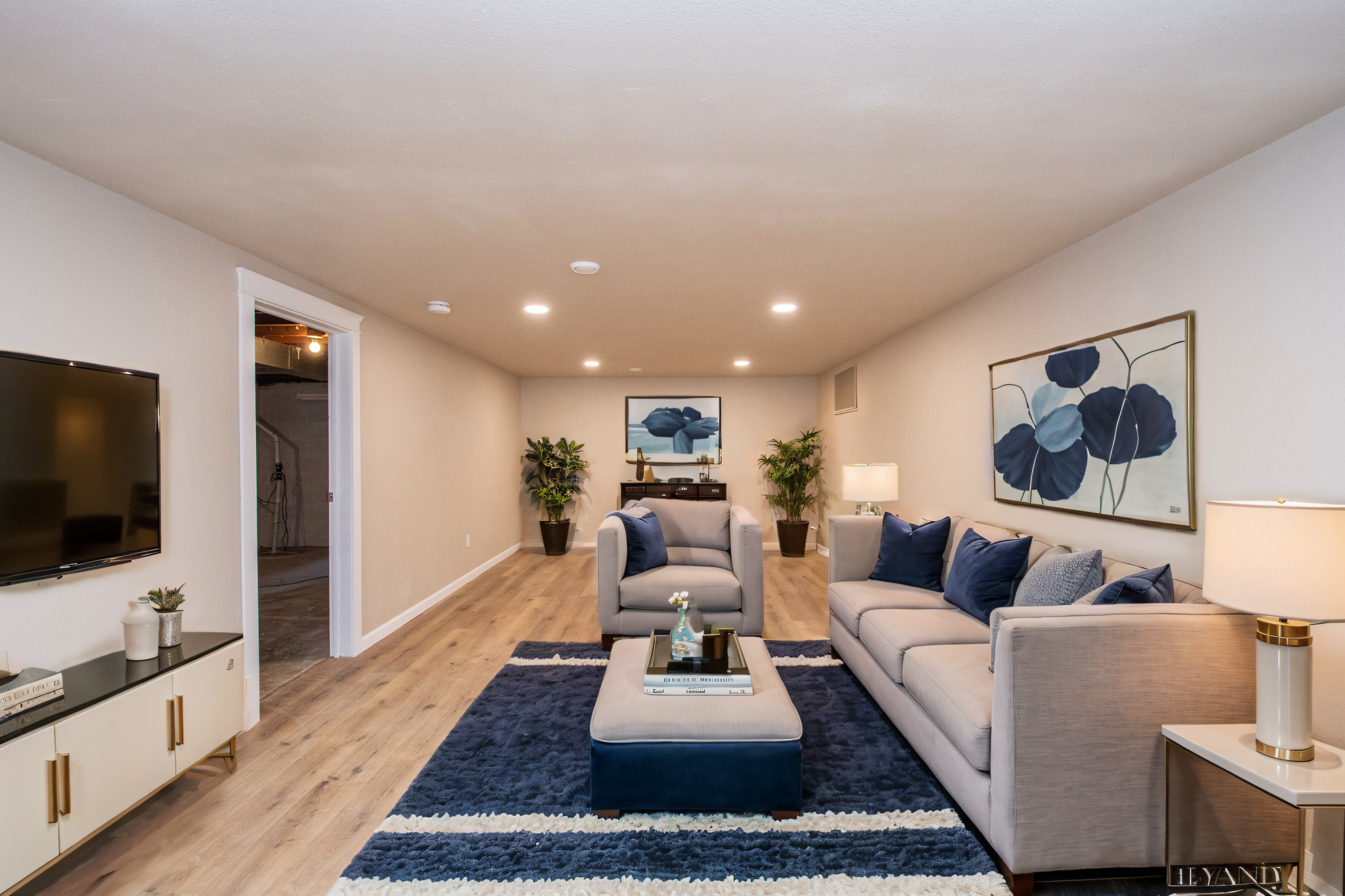 Virtual Staged lower level family room
