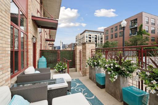 Private and Gated Terrace for Stone Arch Lofts Unit 108 with direct gas and water lines.