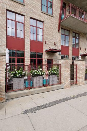 Private and Gated Terrace for Stone Arch Lofts Unit 108 with direct gas and water lines.