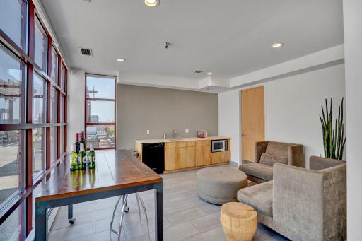 Indoor Rooftop Community Space with kitchenette and catering area