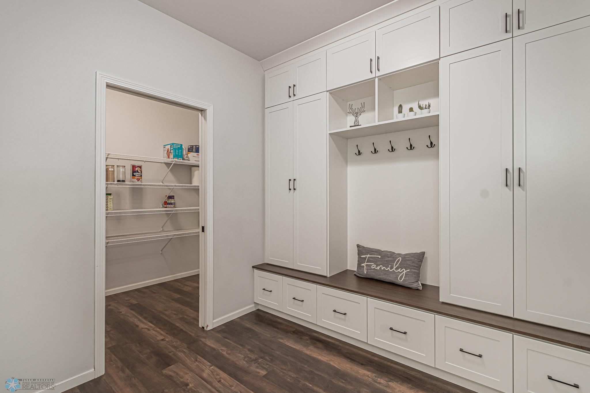 Back Entry Mudroom with Auto-Lighting Plus a Huge Walk-in Pantry