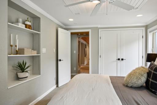 One of two lower level bedrooms with views of the channel.
