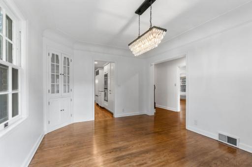 Dining room has access to kitchen and living area