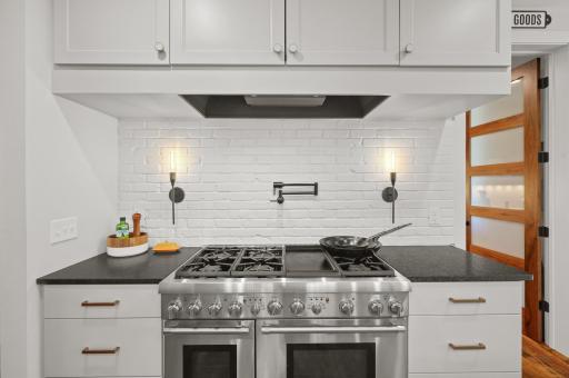 Thermador 48" Dual Fuel Professional 6-burner range with a pot filler.