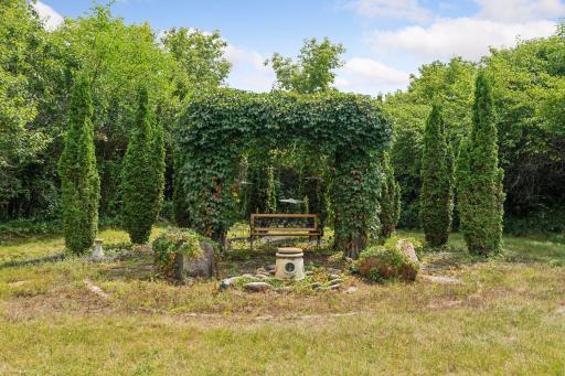 Serene peace garden on west side of the acreage