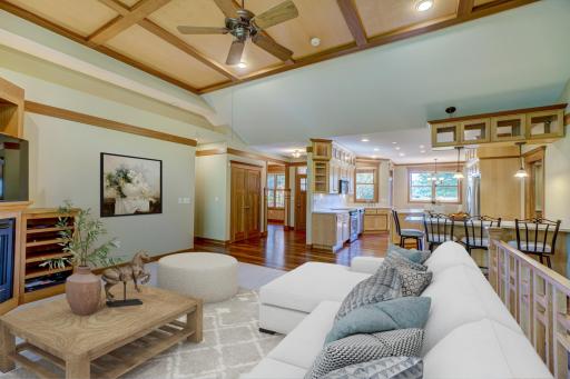 Step inside to an open layout adorned w/ cherry wood floors, high ceilings, & Marvin Integrity windows that flood the space in light. (this room has been virtually staged)