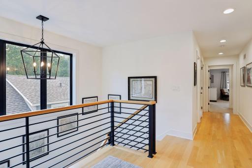 Contemporary horizontal bar stair railing.