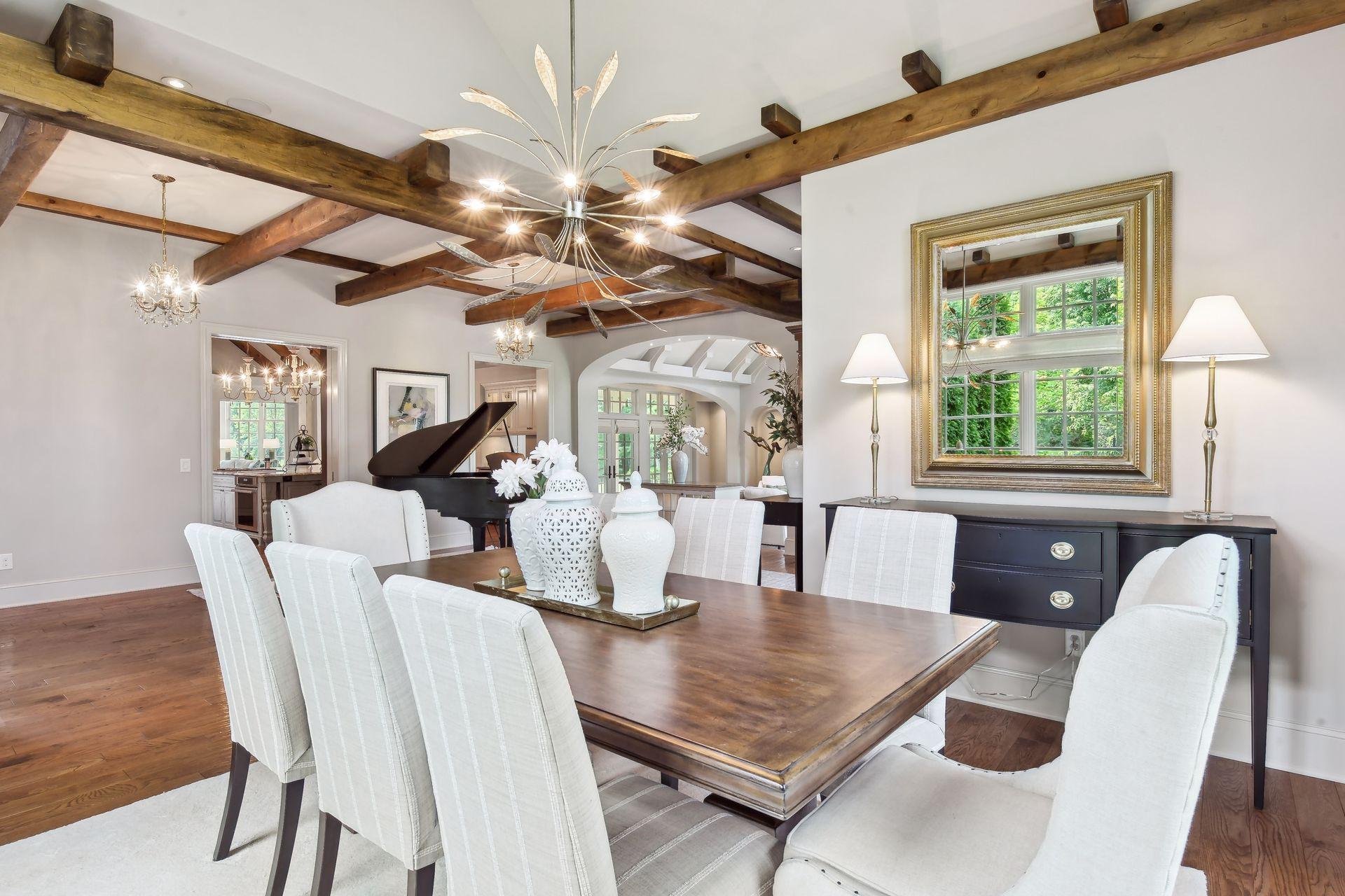 Open to the main living areas of the home, yet tucked in the front corner to provide an intimate dining area