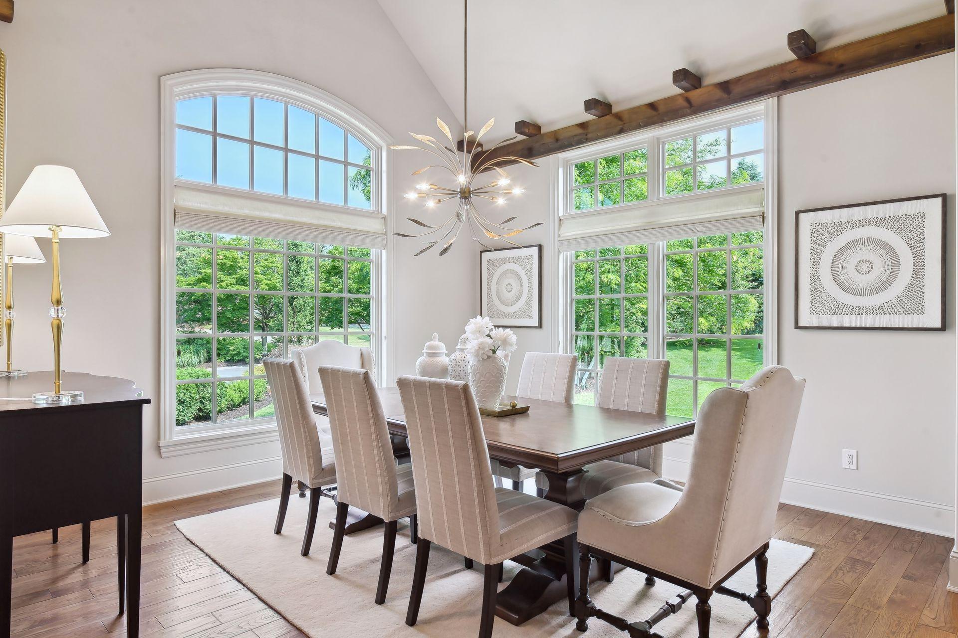 The home's formal dining room is such a gracious area to entertain