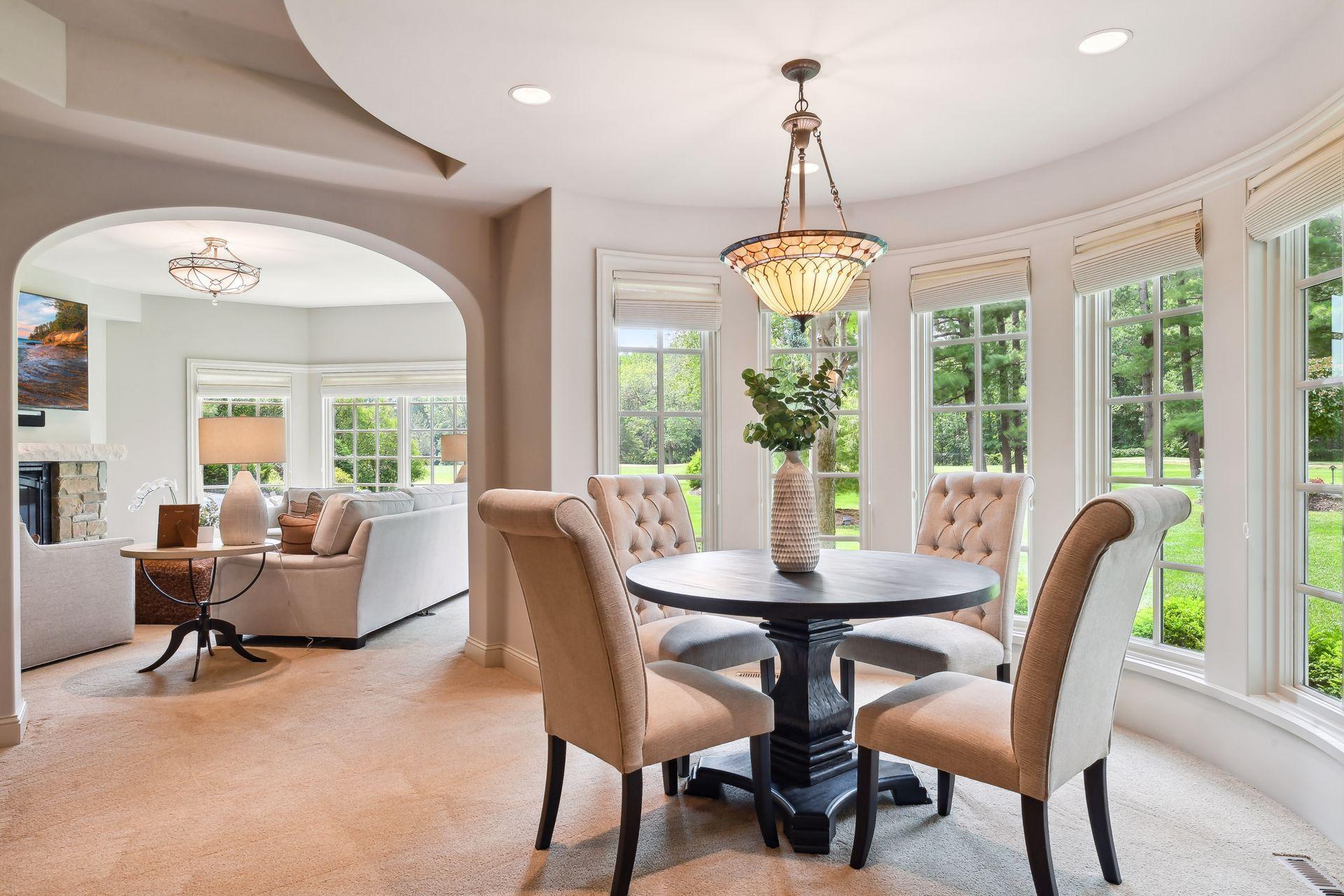 Game area with lovely views of the back yard and golf course