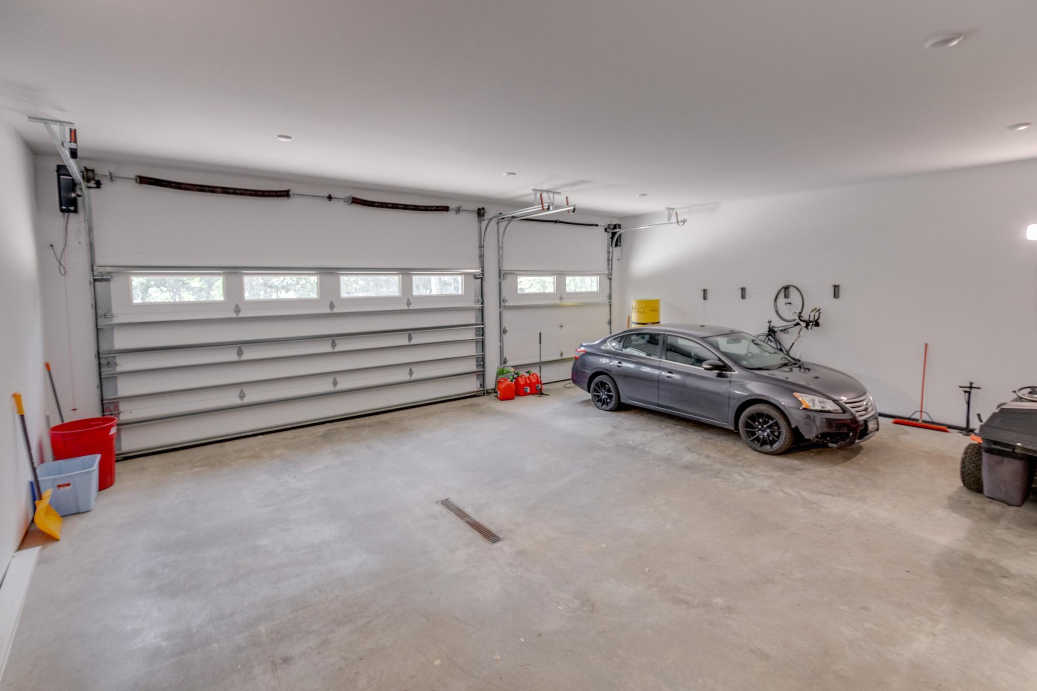 Oversized Garage with floor drain.