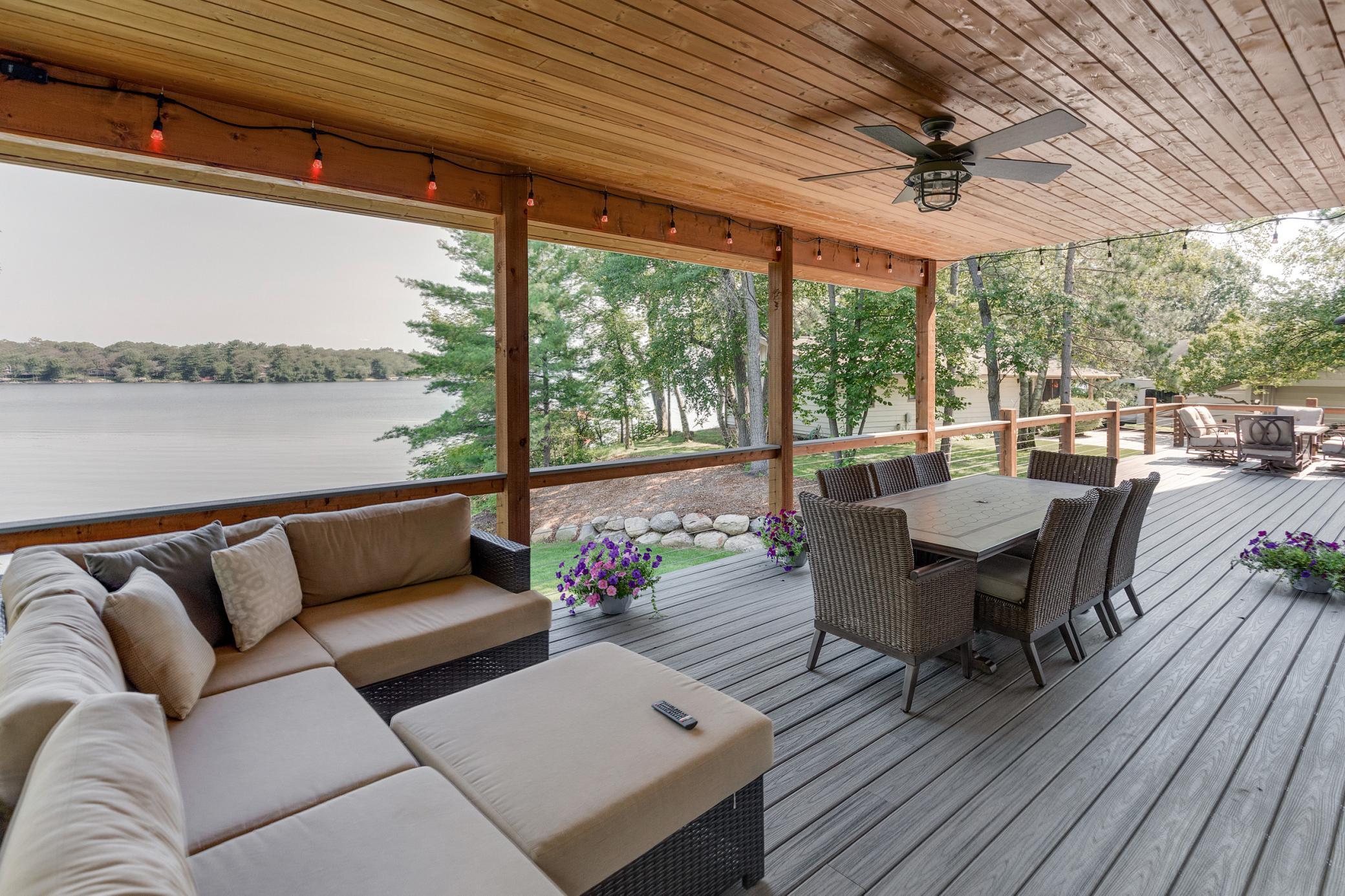 Covered Deck Area with lake views