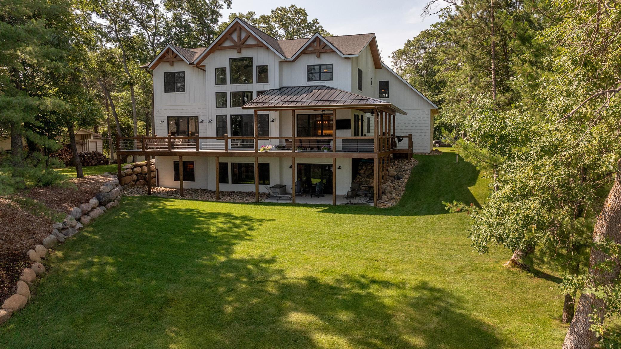 Luxury lake front two story on Cross Lake.