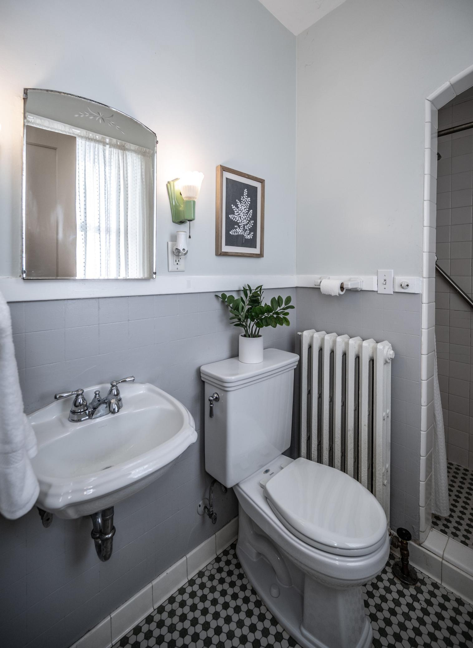 Main level 3/4 bath off the kitchen. Great for guests!