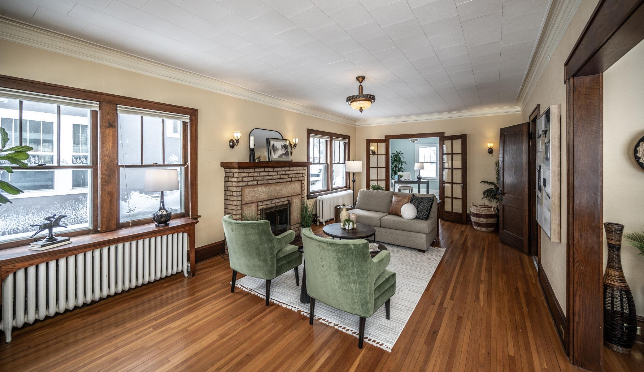 Huge Living Room with historic architectural details