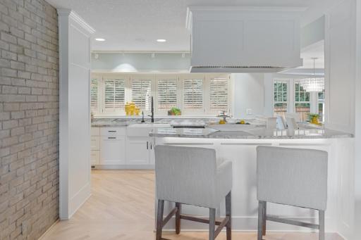 Large Counter looking into updated kitchen