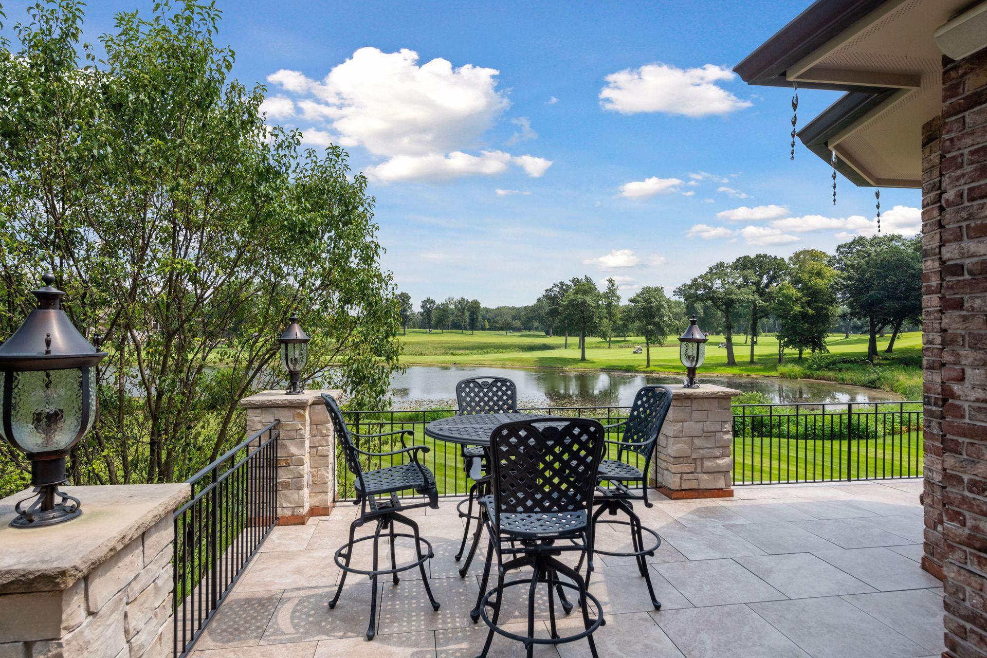 The gorgeous new wrap-a-round stone deck will be an outside retreat often visited