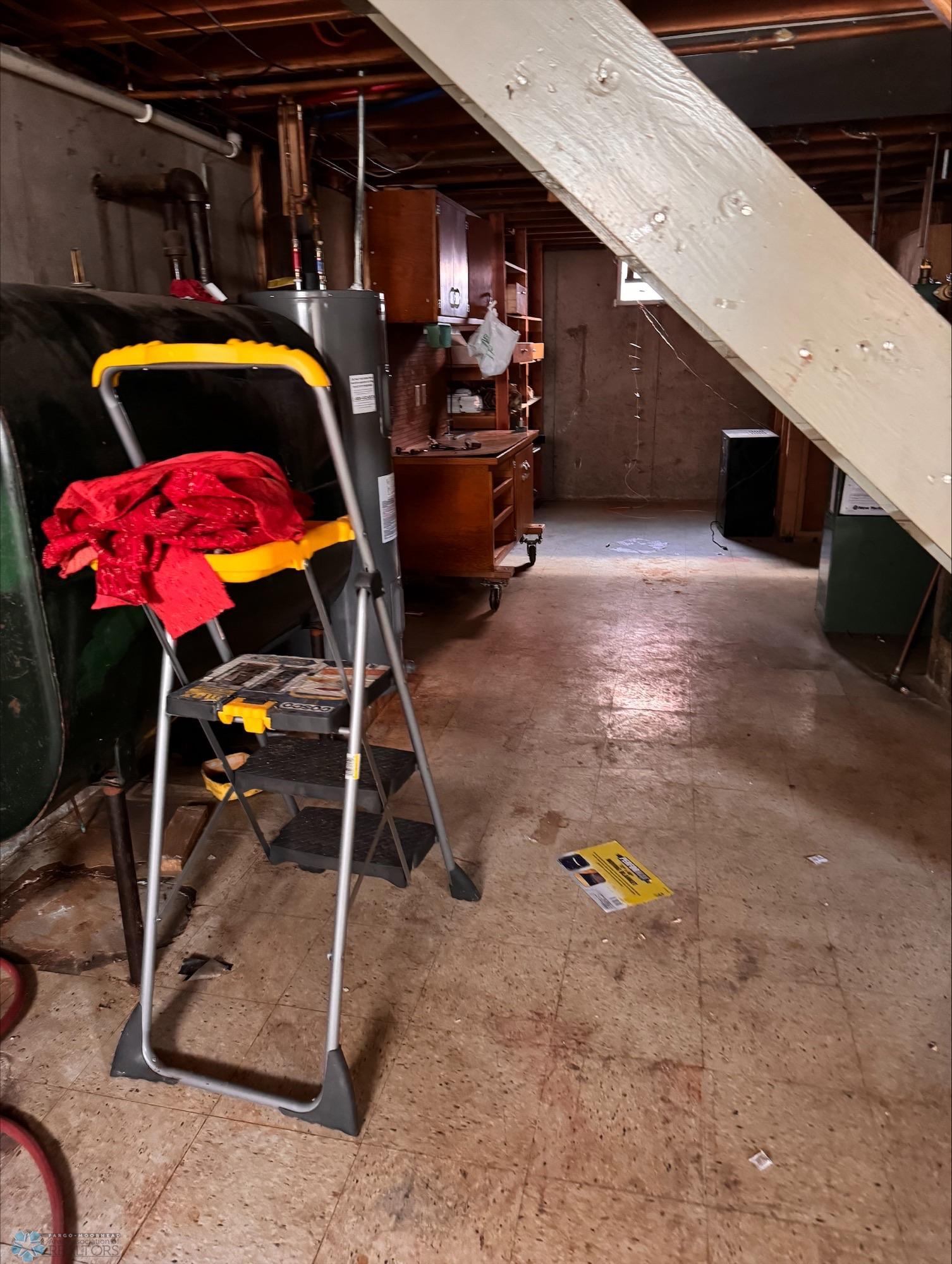 Under basement stair area