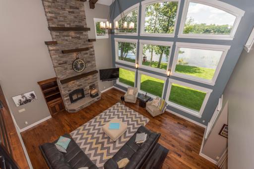 Upper level view to main level living room