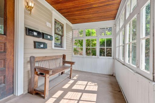 Front porch overlooking peaceful Hampden Park