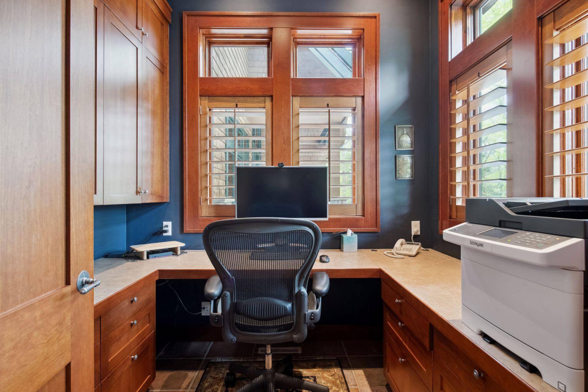 Second private office space for all those working from home. Amazing office with tons cabinetry, sunlight and views out towards your front yard.