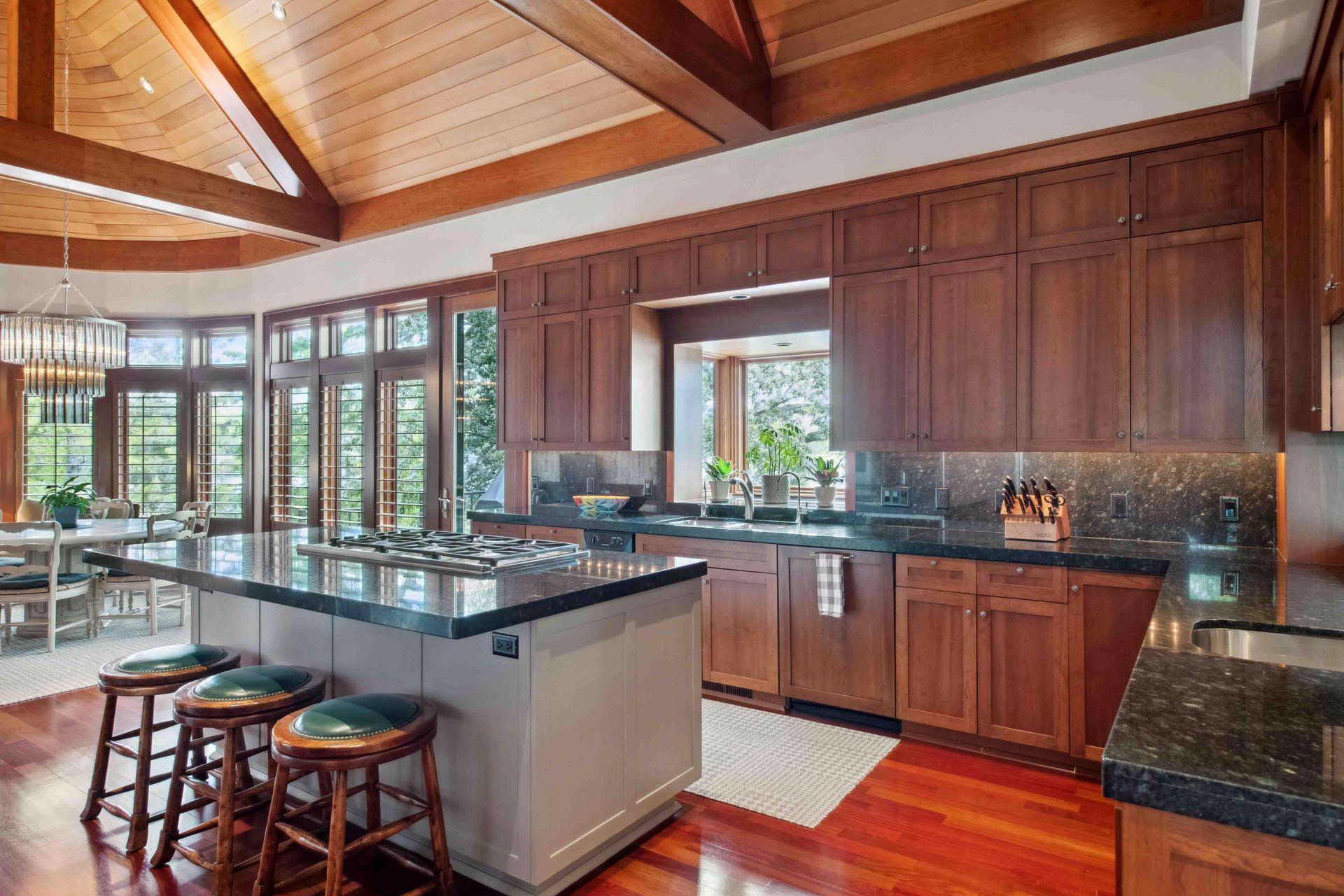 This kitchen is spacious in size offering ease of entertainment for large groups.