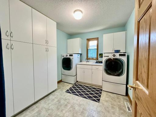 Main floor laundry with built in cabinets