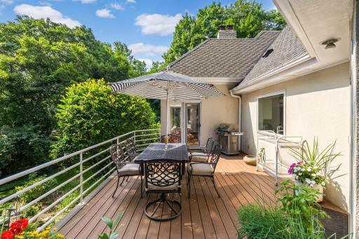 The deck is located off the eat-in kitchen